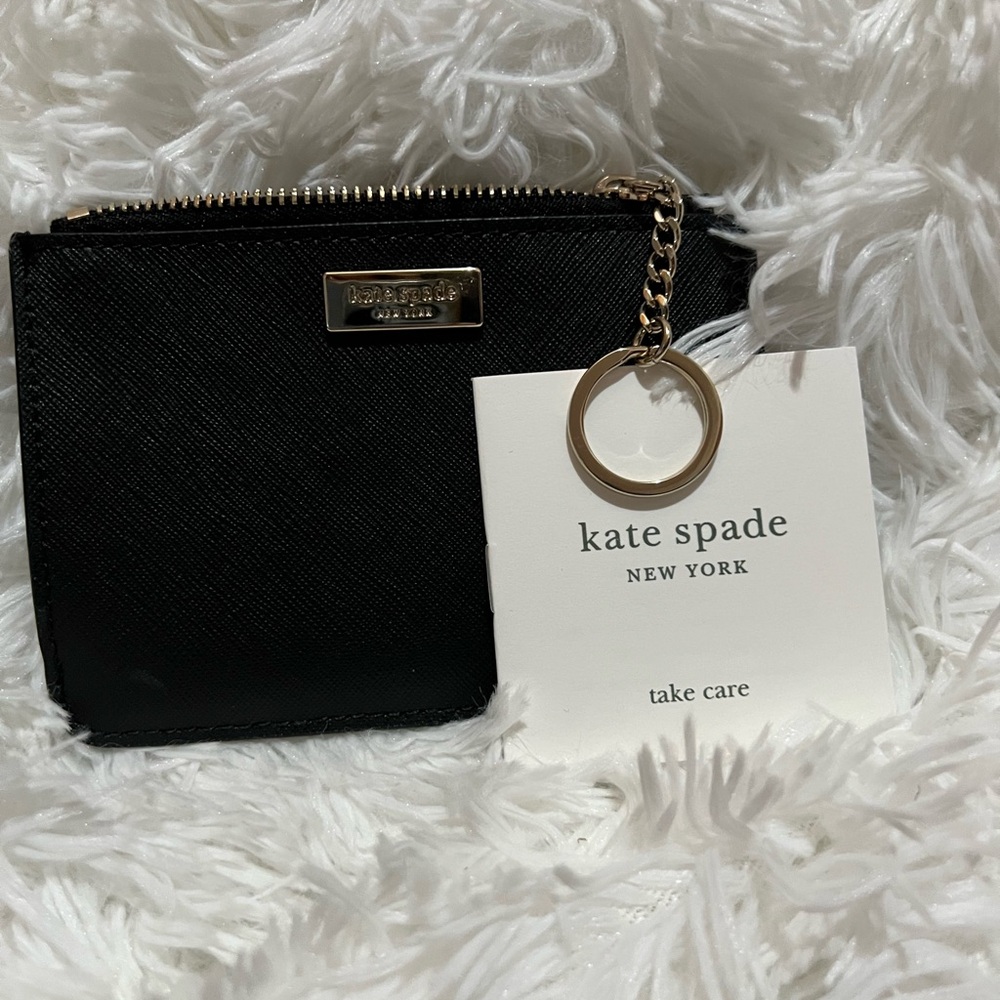 Kate Spade Black Card Holder with Gold Chain